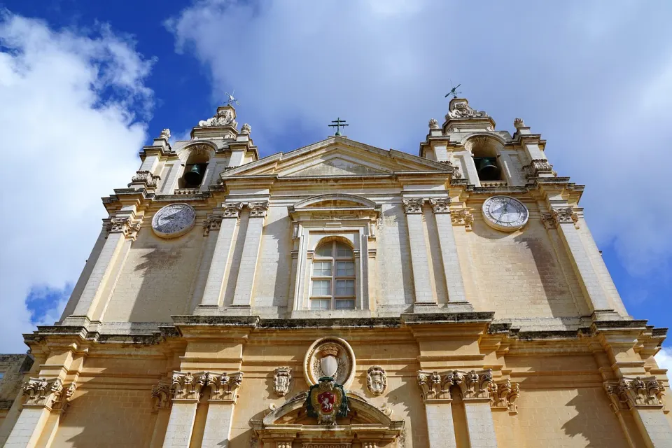 St Paul's Cathedral in Mdina, inside the car-free walled city